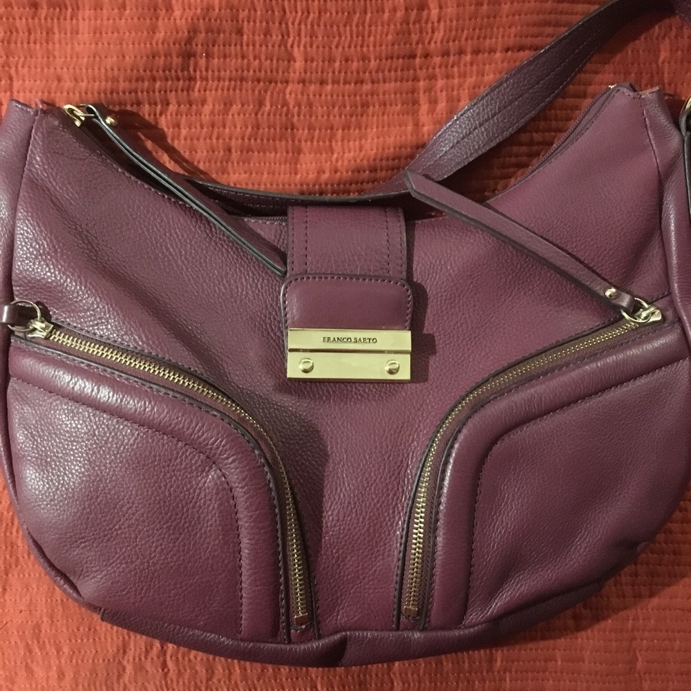 Franco Sarto Purple Leather Hobo Shoulder Bag